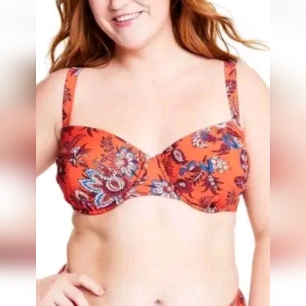 RHODE X Target Orange Floral Boho Bikini Swimwear - Picture 2 of 16
